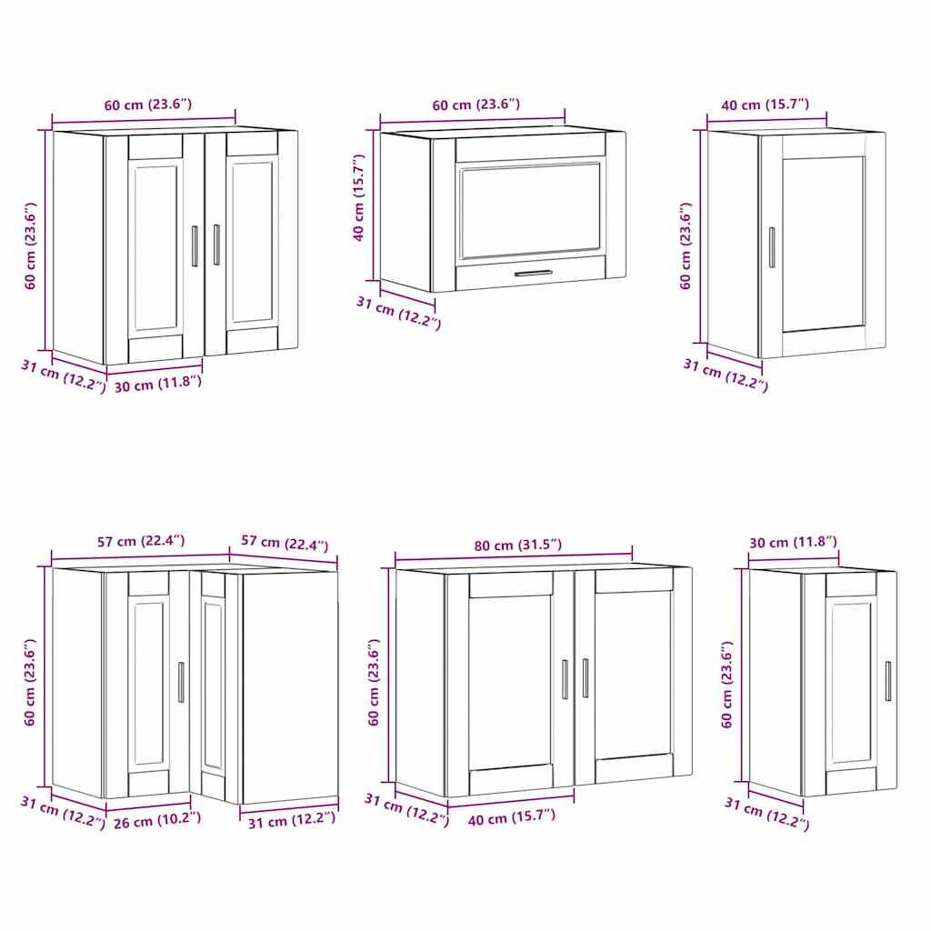 Set dulap de bucătărie din 11 piese „Porto” stejar afumat Lemn GartenMobel Dekor