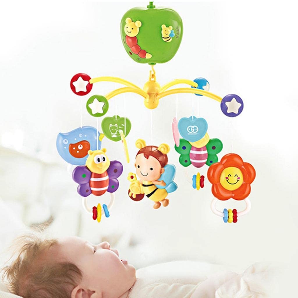 Carusel muzical pentru patut, rotativ, timer, 3 moduri muzicale, figurine albinute multicolor MultiMark GlobalProd