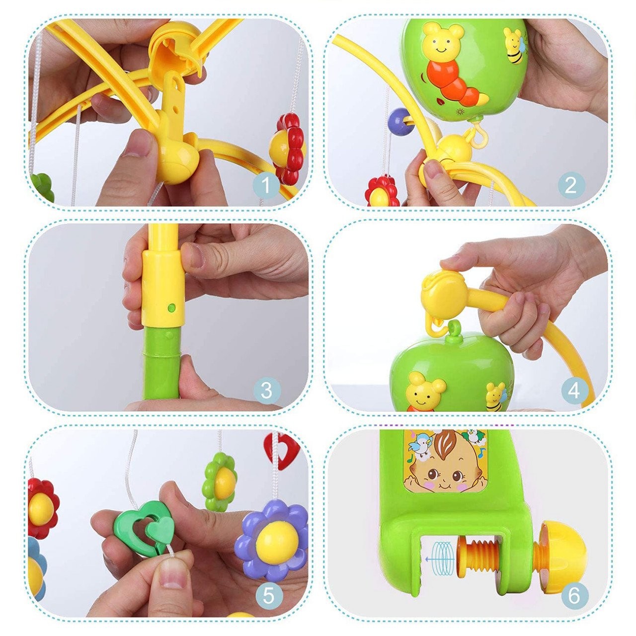 Carusel muzical pentru patut, rotativ, timer, 3 moduri muzicale, figurine albinute multicolor MultiMark GlobalProd
