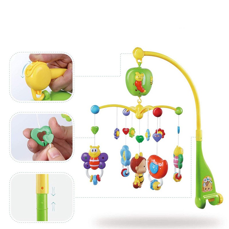 Carusel muzical pentru patut, rotativ, timer, 3 moduri muzicale, figurine albinute multicolor MultiMark GlobalProd