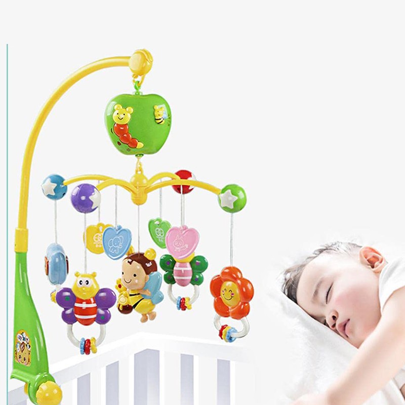 Carusel muzical pentru patut, rotativ, timer, 3 moduri muzicale, figurine albinute multicolor MultiMark GlobalProd