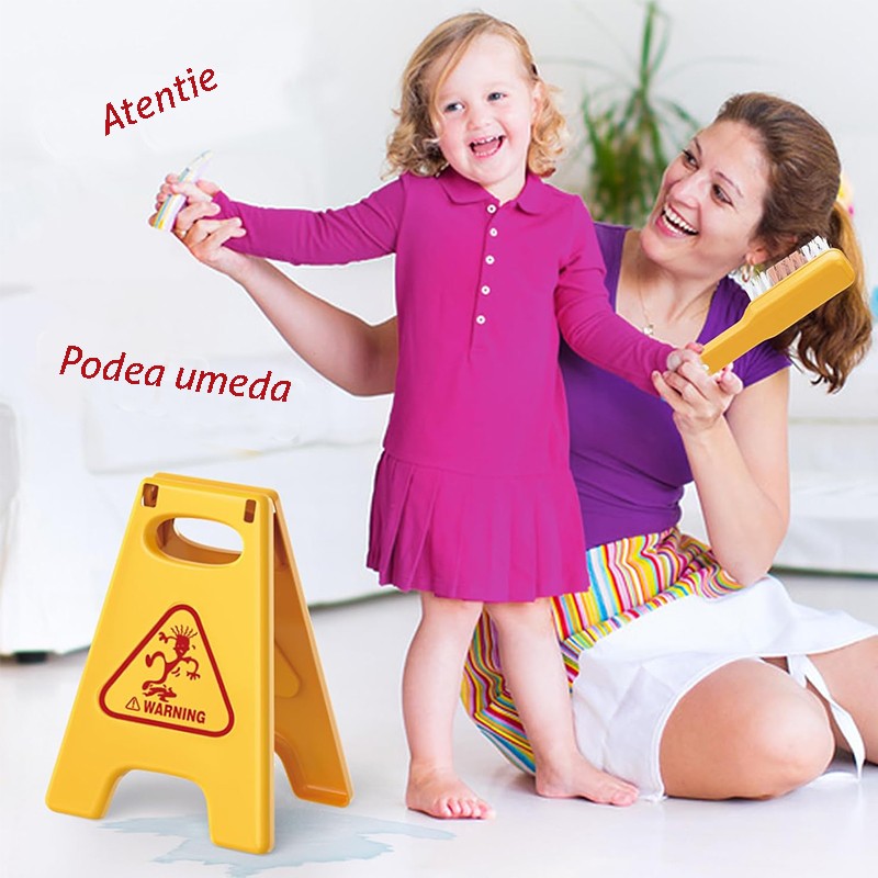 Set curatenie de jucarie, aspirator electric cu sunete, carucior, matura, solutii curatare, semnalizator podea umeda, 20 piese MultiMark GlobalProd