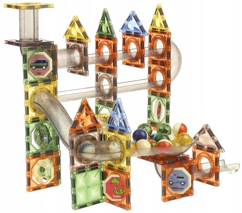Set magnetic constructie 3d, circuit luminos interactiv steam, traseu bile, 105 piese, multicolor MultiMark GlobalProd