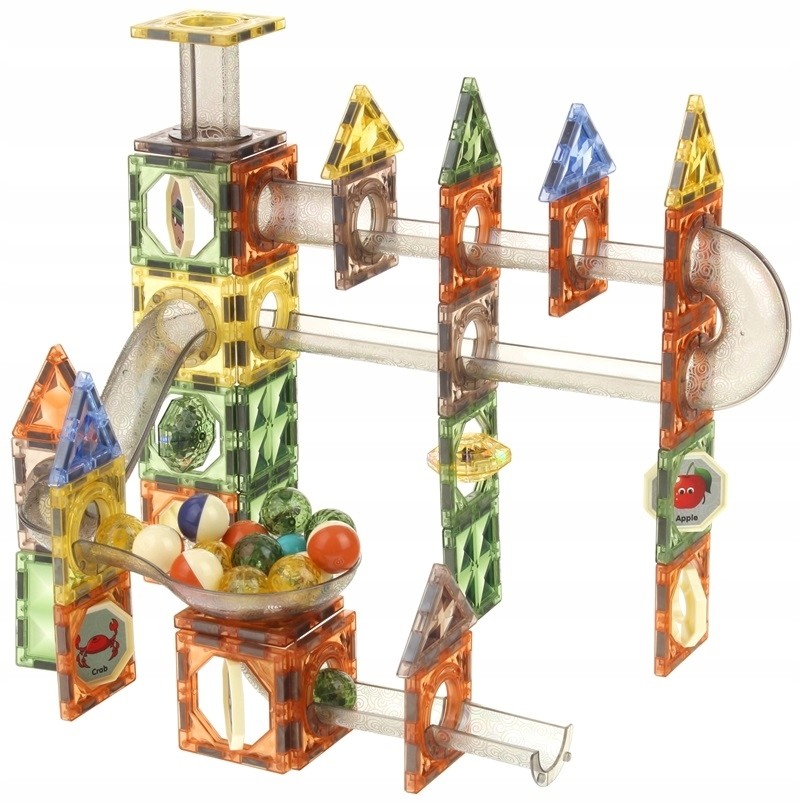 Set magnetic constructie 3d, circuit luminos interactiv steam, traseu bile, 105 piese, multicolor MultiMark GlobalProd