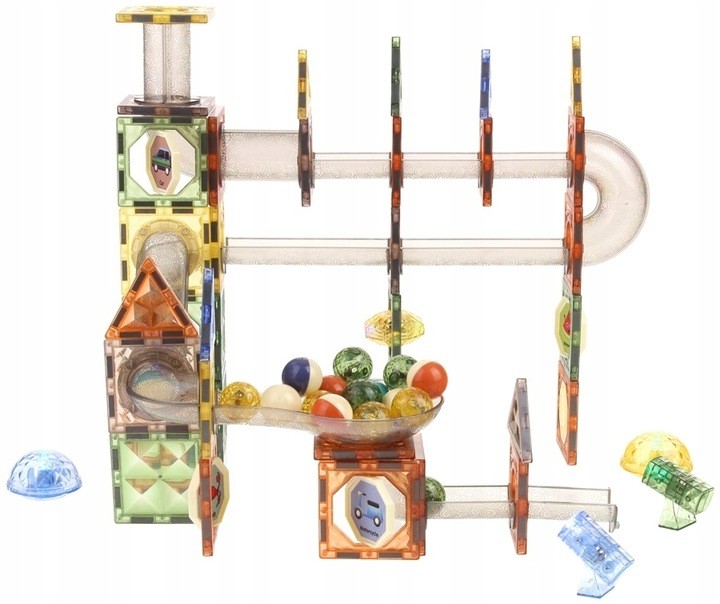 Set magnetic constructie 3d, circuit luminos interactiv steam, traseu bile, 105 piese, multicolor MultiMark GlobalProd