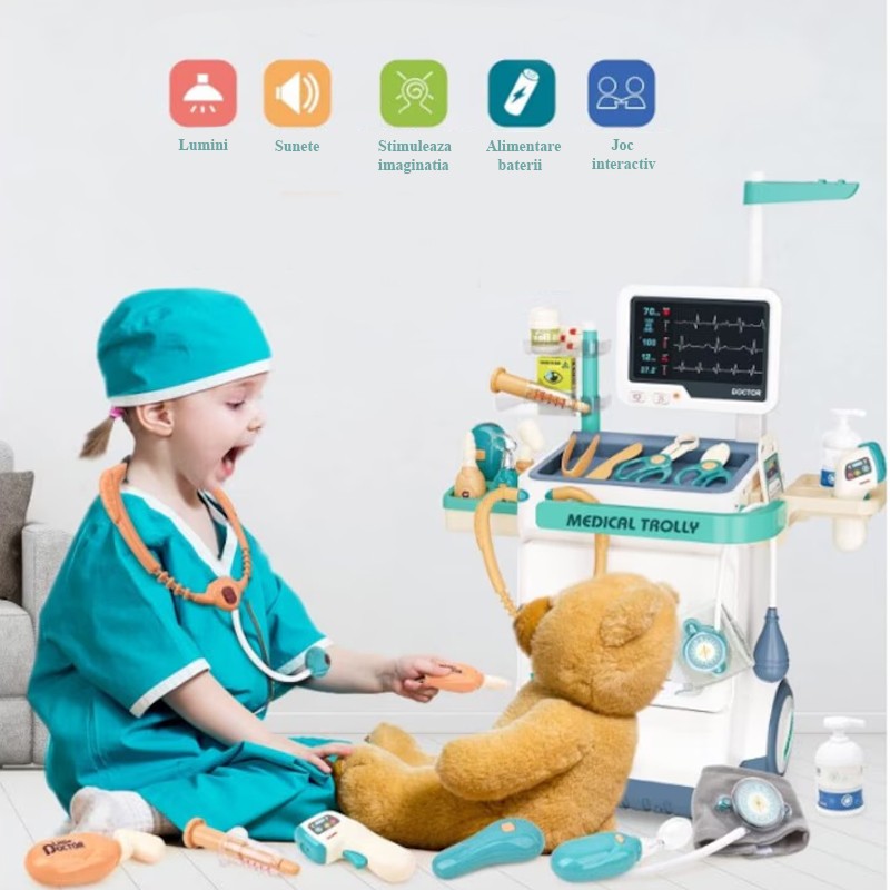 Statie medicala pentru copii, 26 accesorii, sunete si lumini, stetoscop, radiografii, seringa, 3 ani+ MultiMark GlobalProd