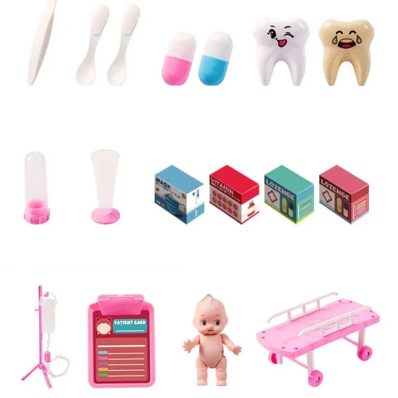 Trusa medicala cu 73 de accesorii pentru copii, ambulanta interactiva cu lumini si efecte sonore, bebelus, roz MultiMark GlobalProd