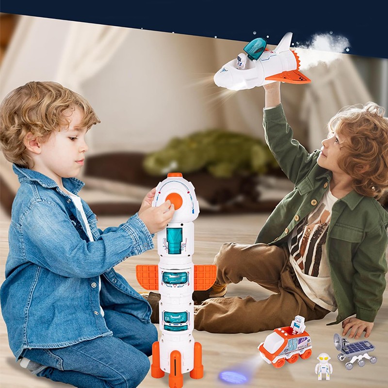 Nava spatiala cu proiector planete, 3 figurine astronaut, efecte sonore si abur, 31 moduri constructie, 9 carti educative MultiMark GlobalProd