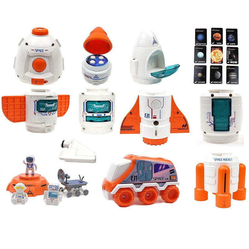 Nava spatiala cu proiector planete, 3 figurine astronaut, efecte sonore si abur, 31 moduri constructie, 9 carti educative MultiMark GlobalProd