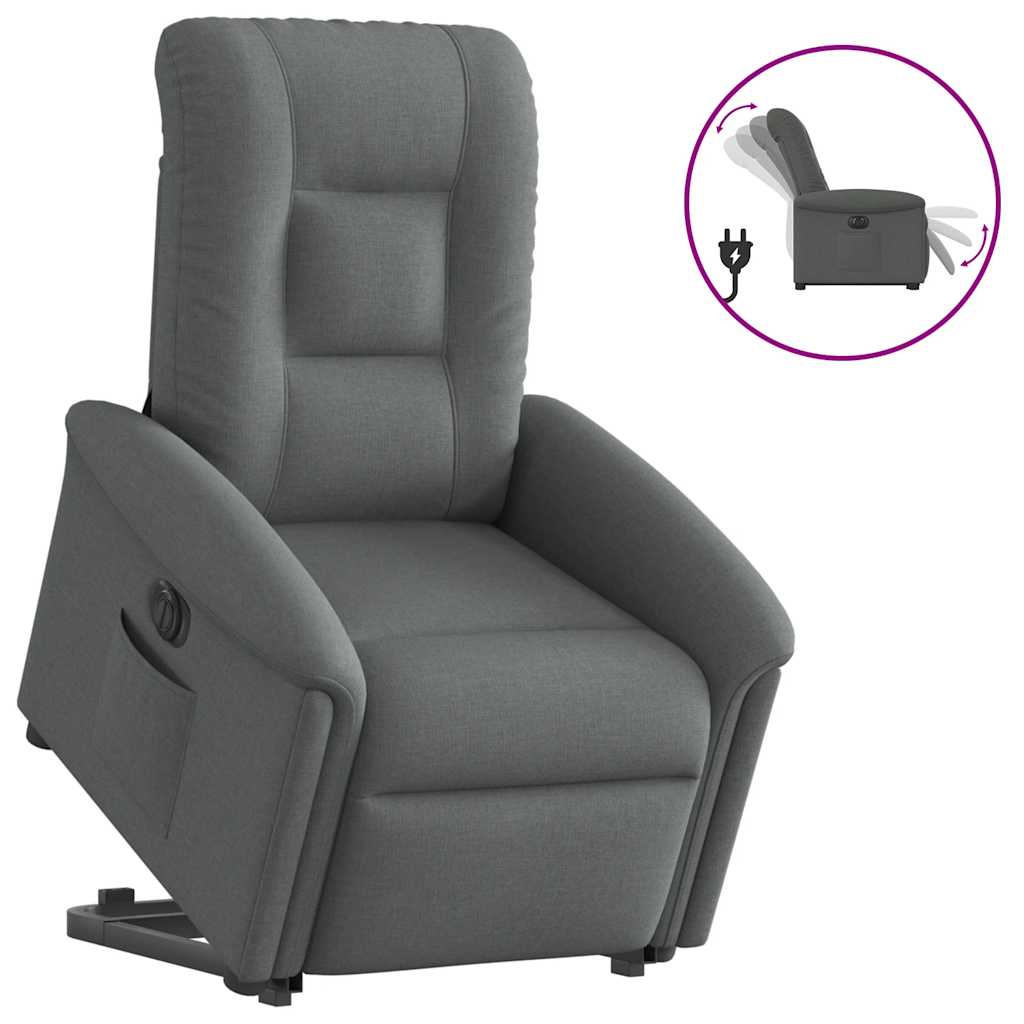 Fotoliu electric rabatabil cu ridicare, gri închis, textil GartenMobel Dekor
