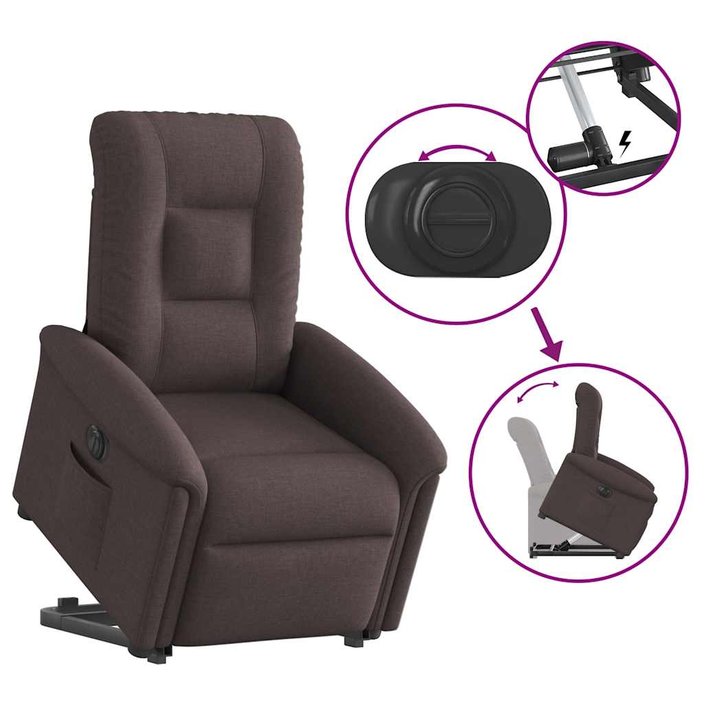 Fotoliu electric rabatabil cu ridicare, maro închis, textil GartenMobel Dekor
