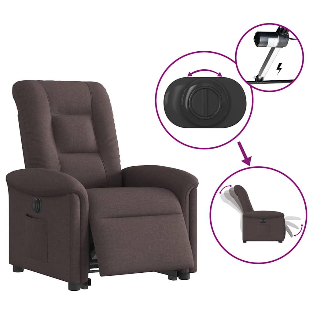 Fotoliu electric rabatabil cu ridicare, maro închis, textil GartenMobel Dekor