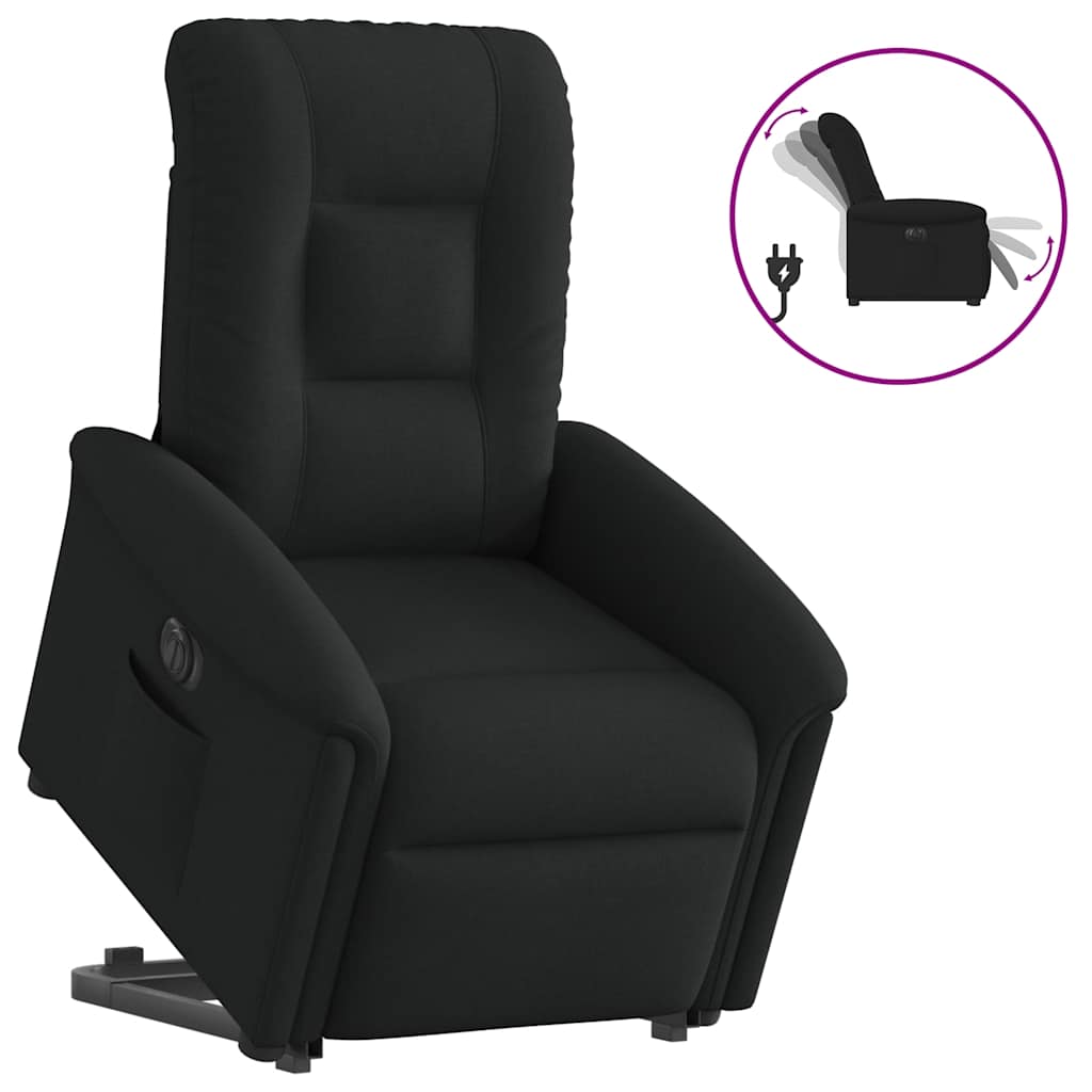 Fotoliu electric rabatabil cu ridicare, negru, textil GartenMobel Dekor