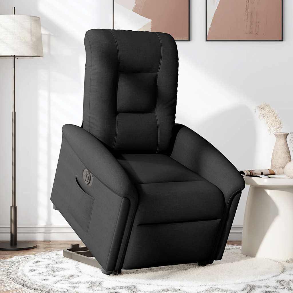 Fotoliu electric rabatabil cu ridicare, negru, textil GartenMobel Dekor