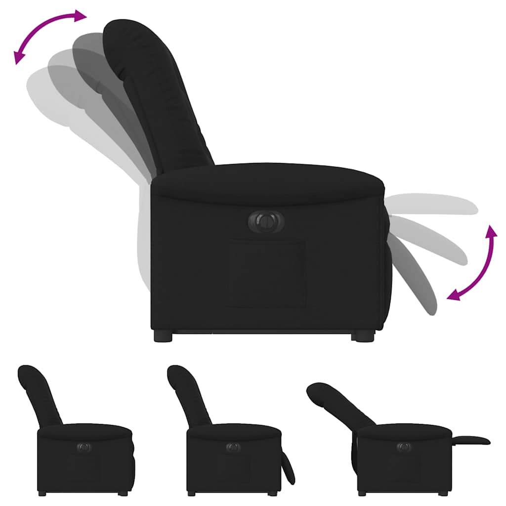 Fotoliu electric rabatabil cu ridicare, negru, textil GartenMobel Dekor