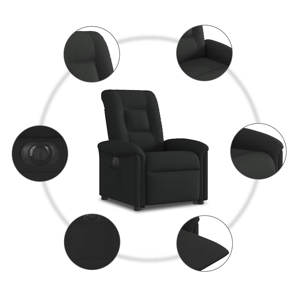 Fotoliu electric rabatabil cu ridicare, negru, textil GartenMobel Dekor