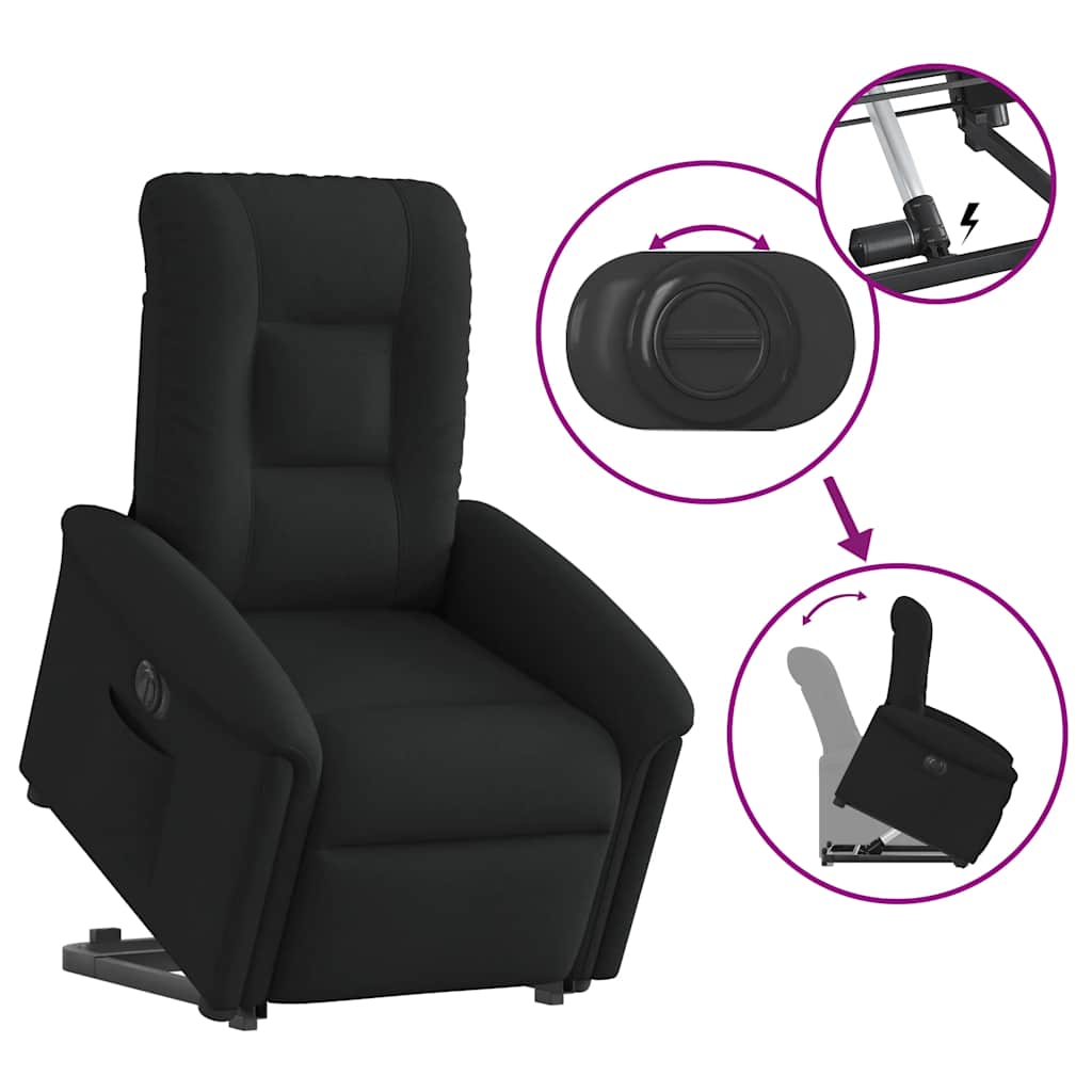 Fotoliu electric rabatabil cu ridicare, negru, textil GartenMobel Dekor