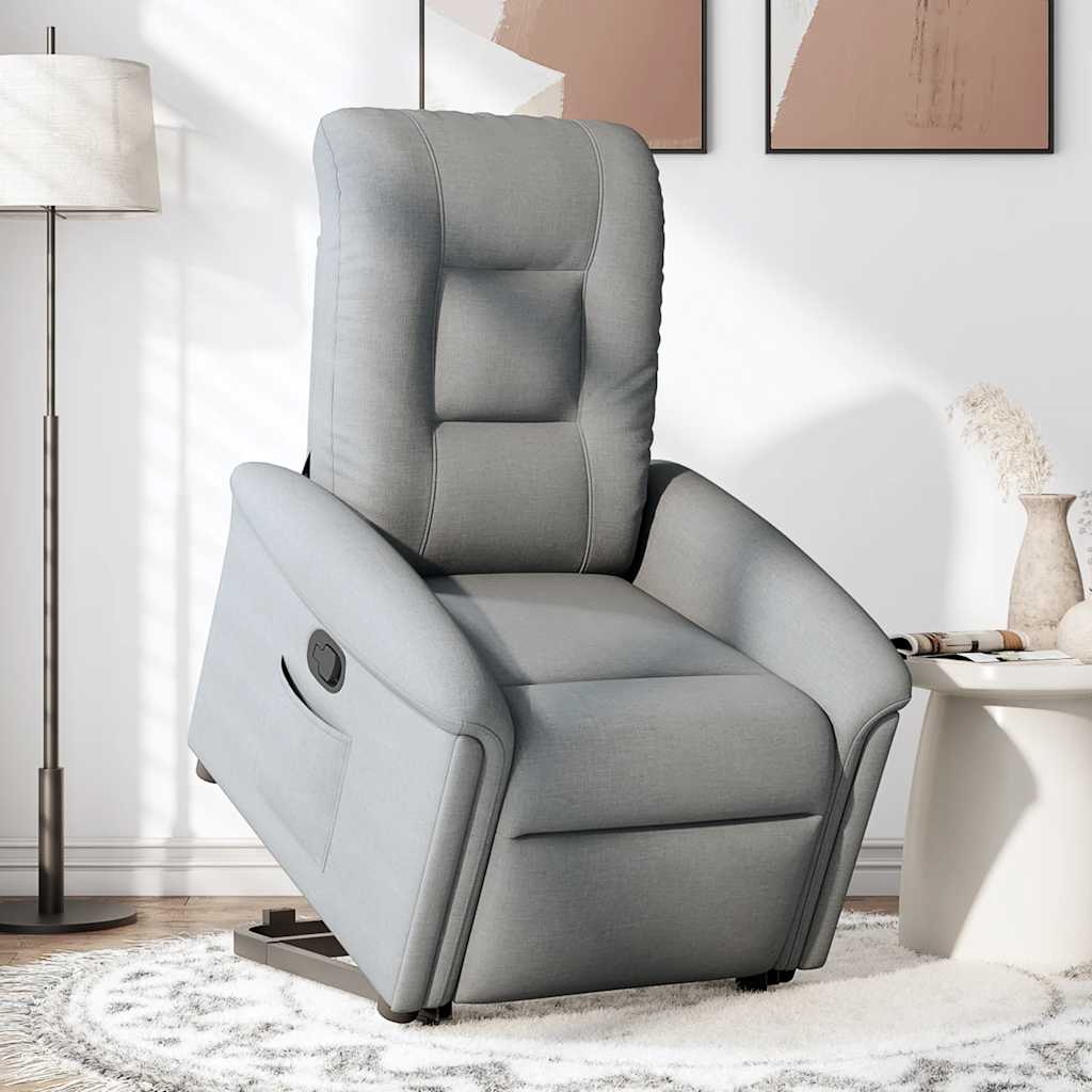 Fotoliu rabatabil cu ridicare, gri deschis, material textil GartenMobel Dekor