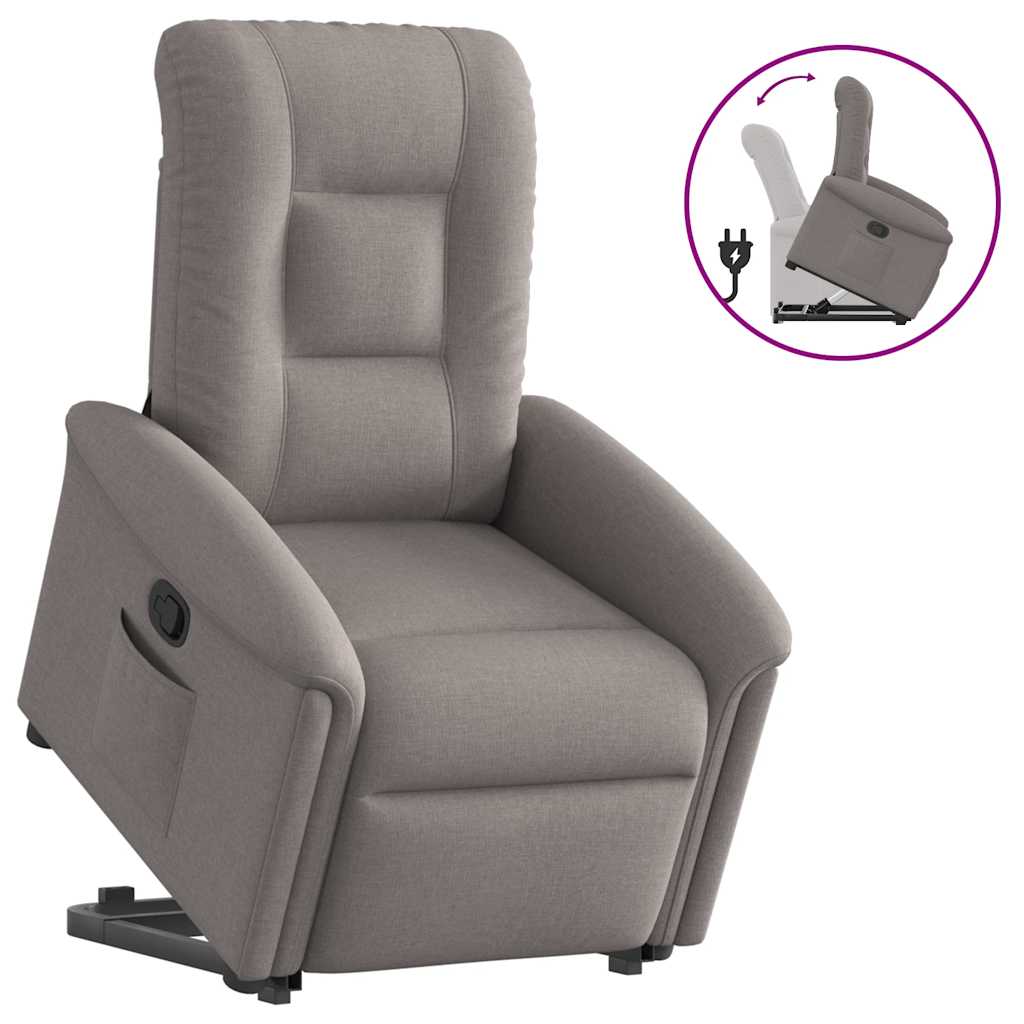Fotoliu rabatabil cu ridicare pe verticală, gri taupe, textil GartenMobel Dekor
