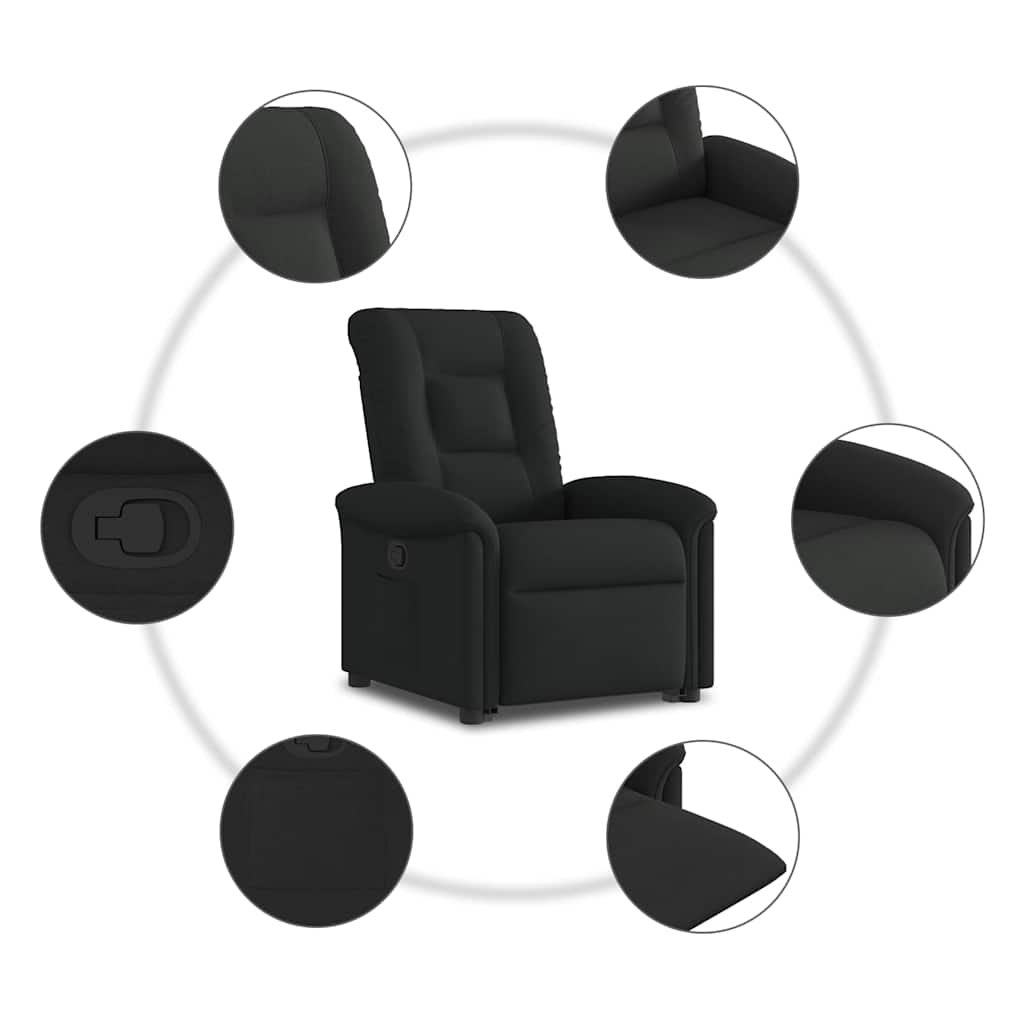 Fotoliu rabatabil cu ridicare pe verticală, negru, textil GartenMobel Dekor