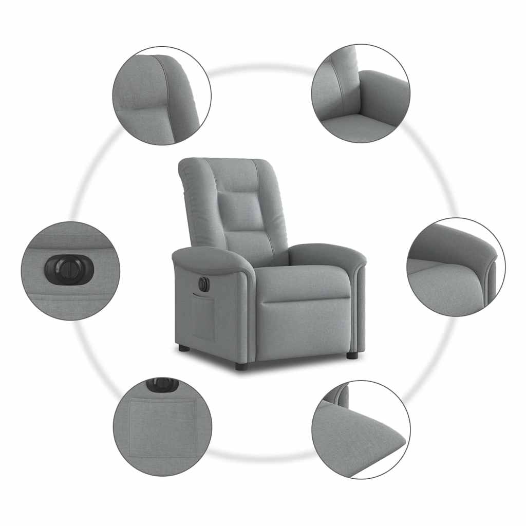 Fotoliu rabatabil electric, gri deschis, textil GartenMobel Dekor