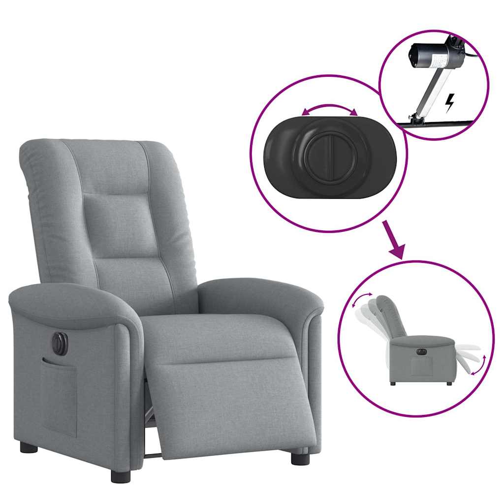 Fotoliu rabatabil electric, gri deschis, textil GartenMobel Dekor
