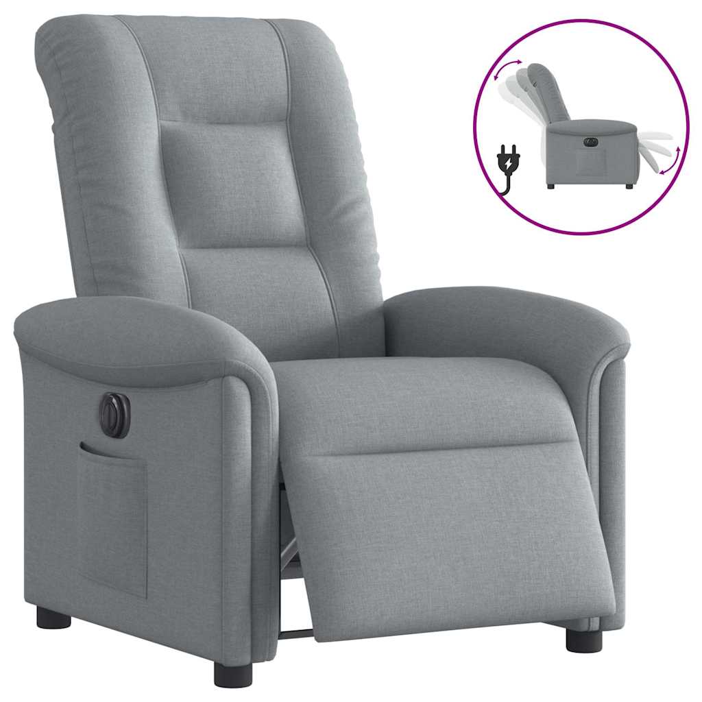 Fotoliu rabatabil electric, gri deschis, textil GartenMobel Dekor