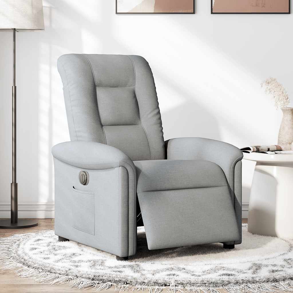Fotoliu rabatabil electric, gri deschis, textil GartenMobel Dekor