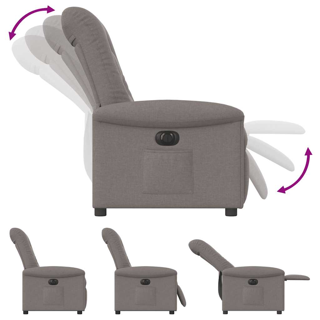 Fotoliu rabatabil electric, gri taupe, material textil GartenMobel Dekor