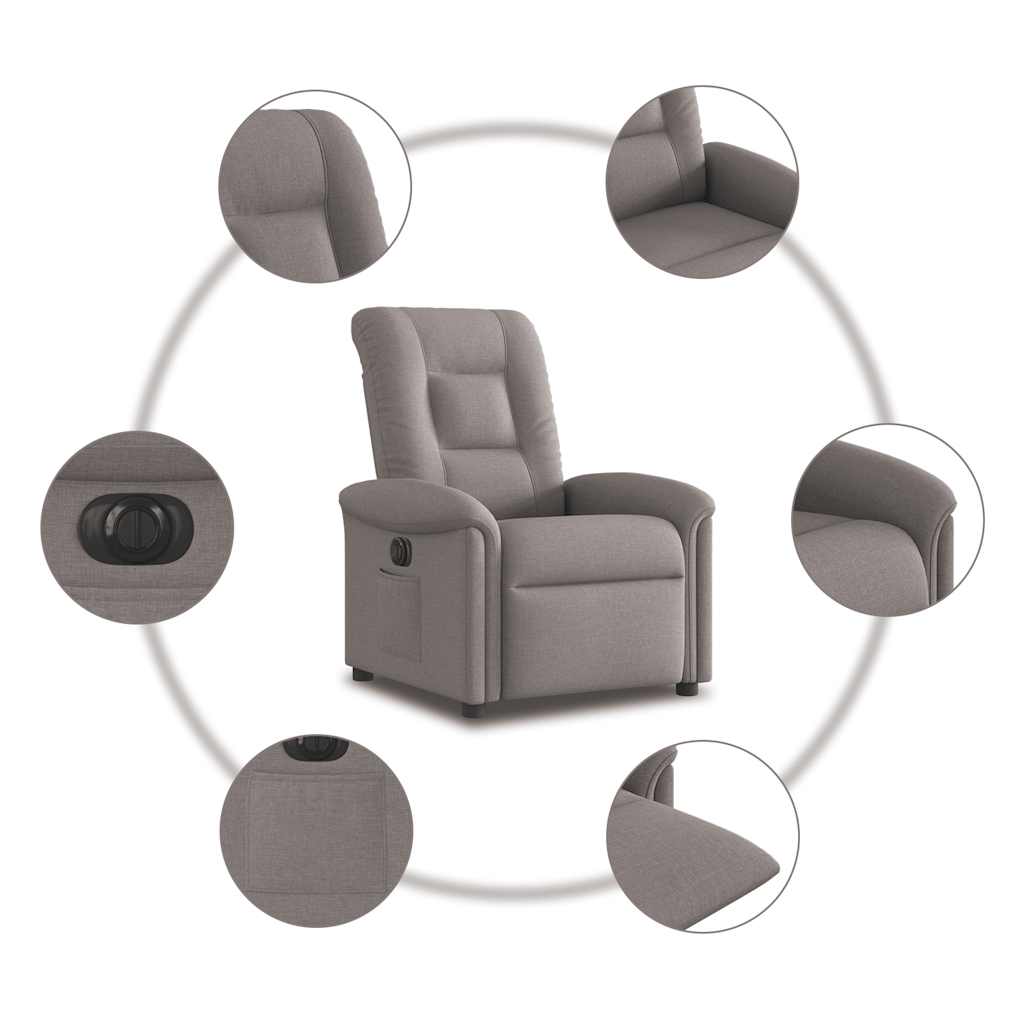 Fotoliu rabatabil electric, gri taupe, material textil GartenMobel Dekor