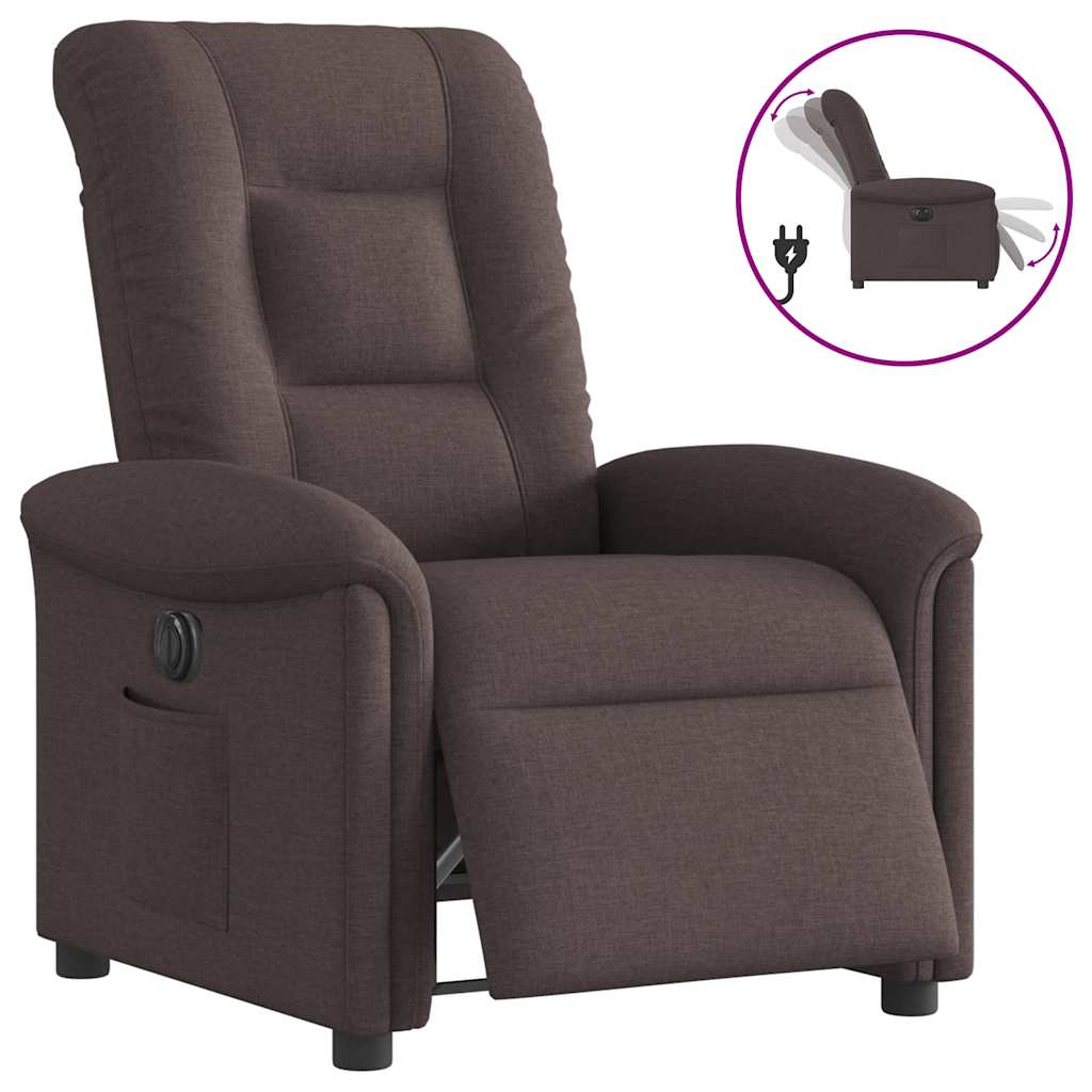 Fotoliu rabatabil electric, maro închis, material textil GartenMobel Dekor