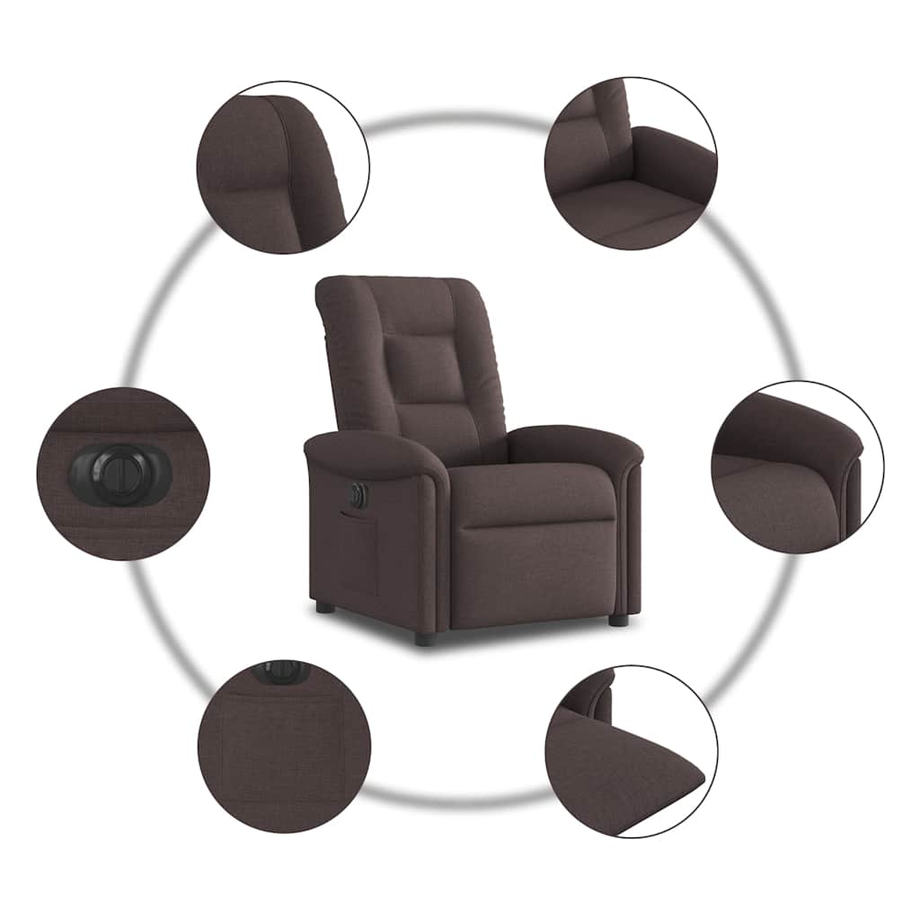 Fotoliu rabatabil electric, maro închis, material textil GartenMobel Dekor