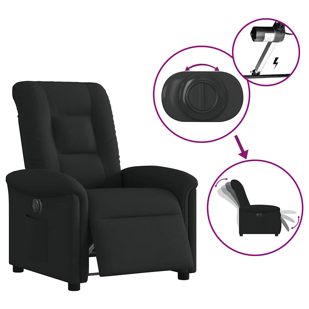 Fotoliu rabatabil electric, negru, material textil GartenMobel Dekor