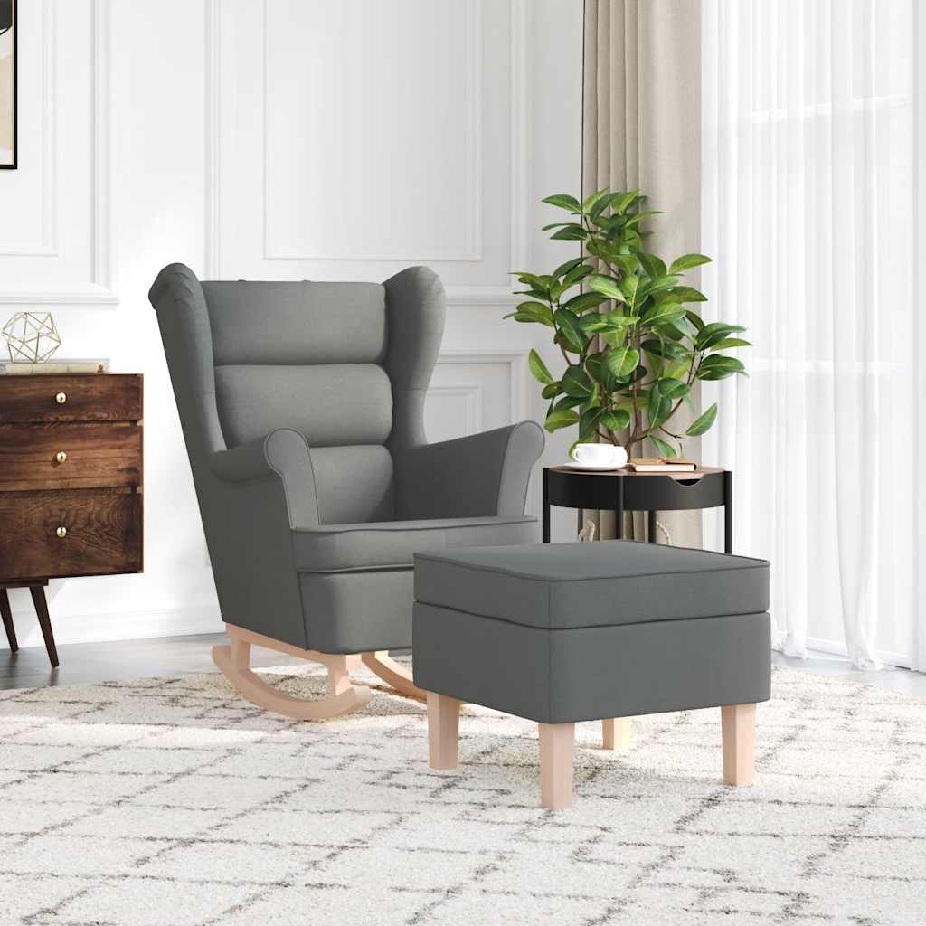 Scaun balansoar cu taburet, gri închis, textil GartenMobel Dekor
