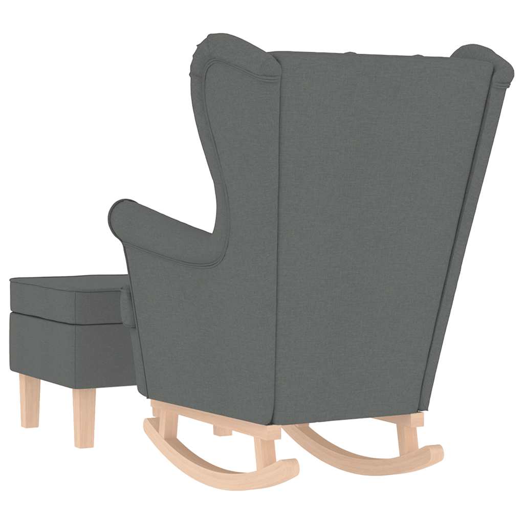 Scaun balansoar cu taburet, gri închis, textil GartenMobel Dekor