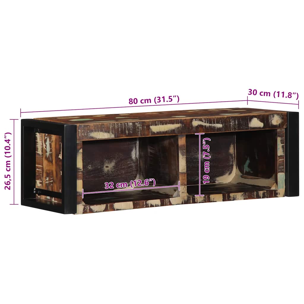 Dulap TV multicolor 80x30x25 cm lemn masiv recuperat GartenMobel Dekor