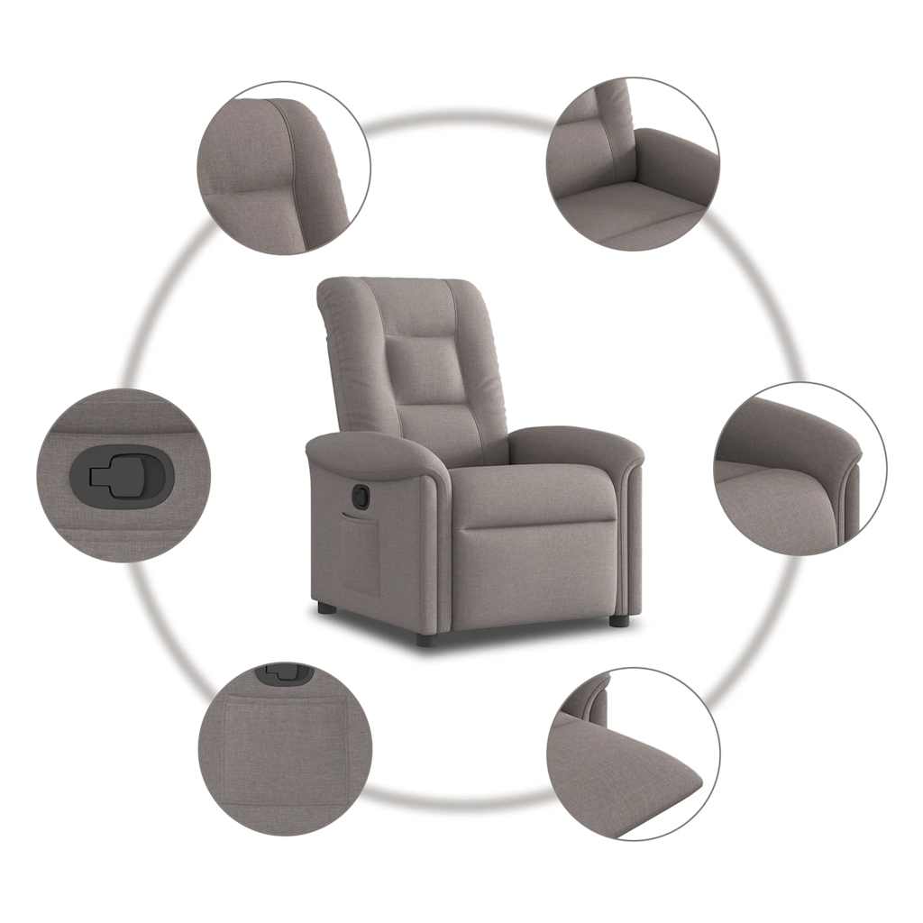 Fotoliu rabatabil, gri taupe, material textil GartenMobel Dekor