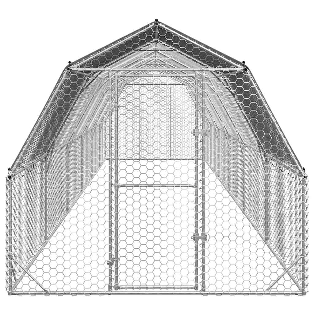 Pui de găină cu acoperiș 2,5x12x2,25 m oțel galvanizat GartenMobel Dekor