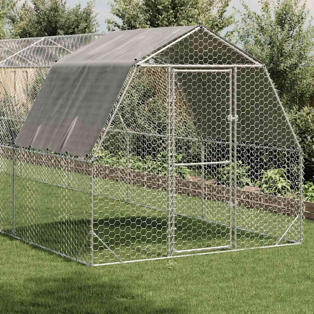 Pui de găină cu acoperiș 2,5x12x2,25 m oțel galvanizat GartenMobel Dekor