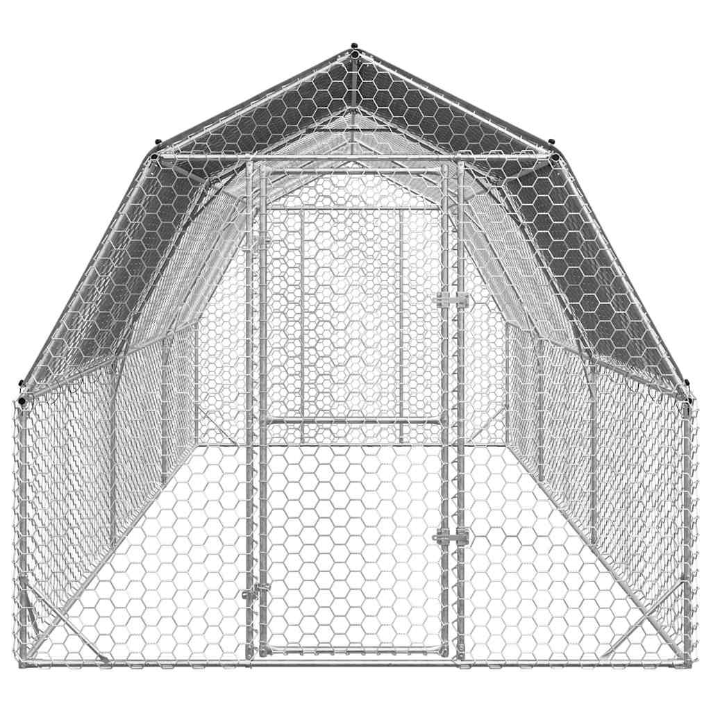 Pui de găină cu acoperiș 2,5x6x2,25 m oțel galvanizat GartenMobel Dekor