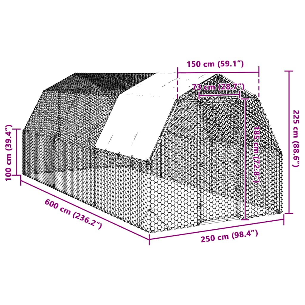 Pui de găină cu acoperiș 2,5x6x2,25 m oțel galvanizat GartenMobel Dekor
