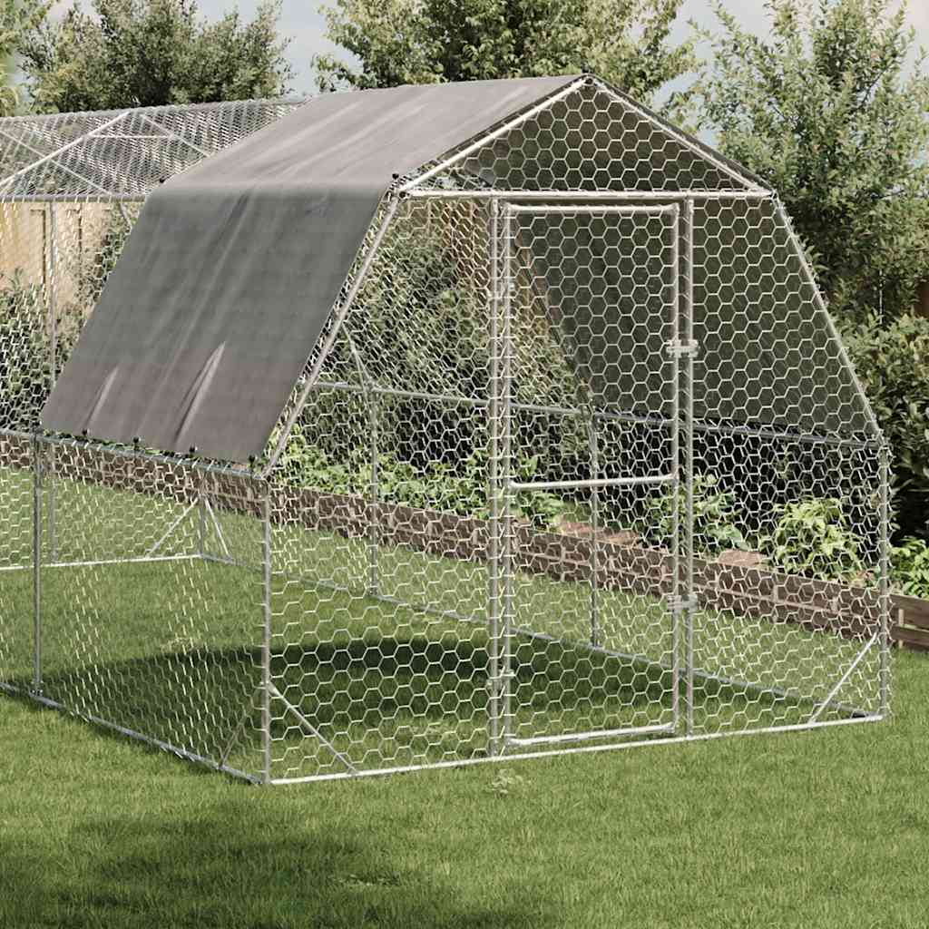 Pui de găină cu acoperiș 2,5x6x2,25 m oțel galvanizat GartenMobel Dekor
