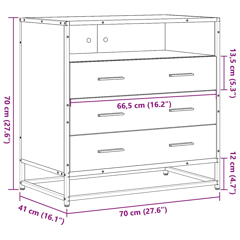 Dulap cu sertar, gri sonoma, 70x41x70 cm, lemn prelucrat GartenMobel Dekor