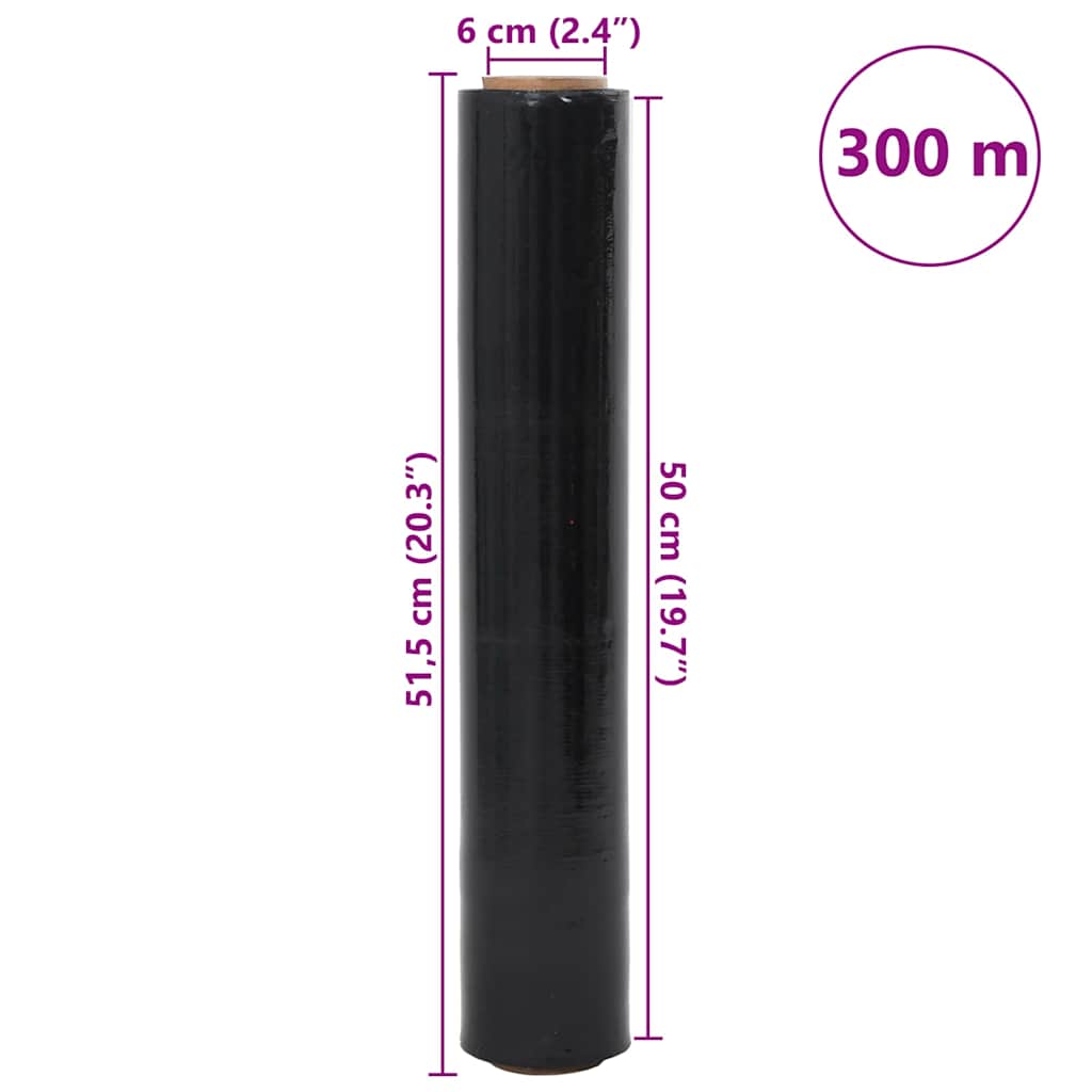 Film extensibil 2 buc Negru 17 μm 50 cm x 300 m GartenMobel Dekor