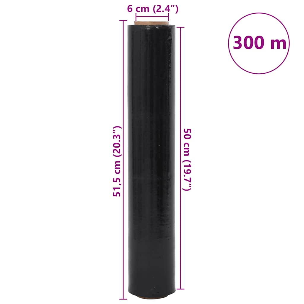 Film extensibil 2 buc Negru 23 μm 50 cm x 300 m GartenMobel Dekor
