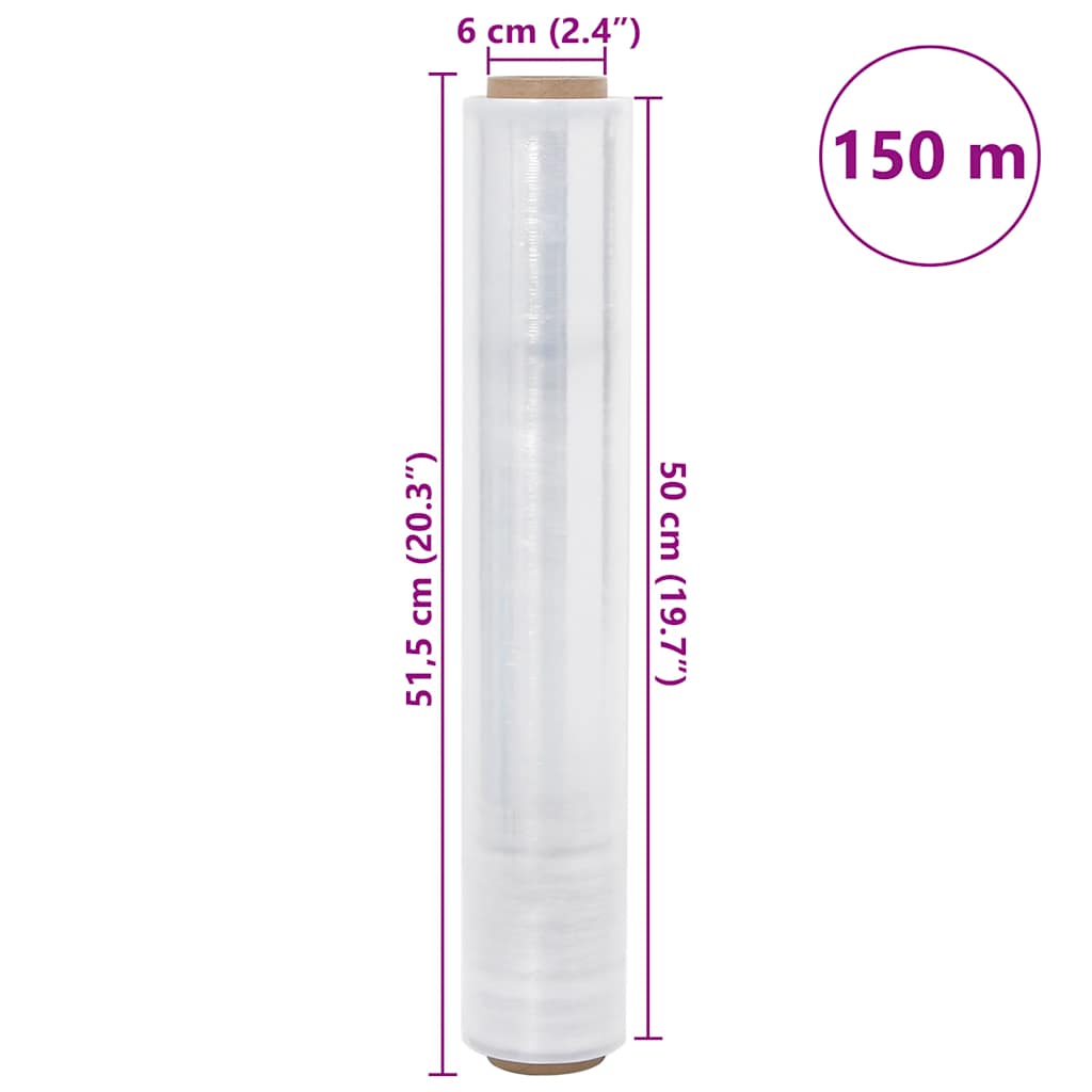Film extensibil 2 buc Transparent 23 μm 50 cm x 150 m GartenMobel Dekor