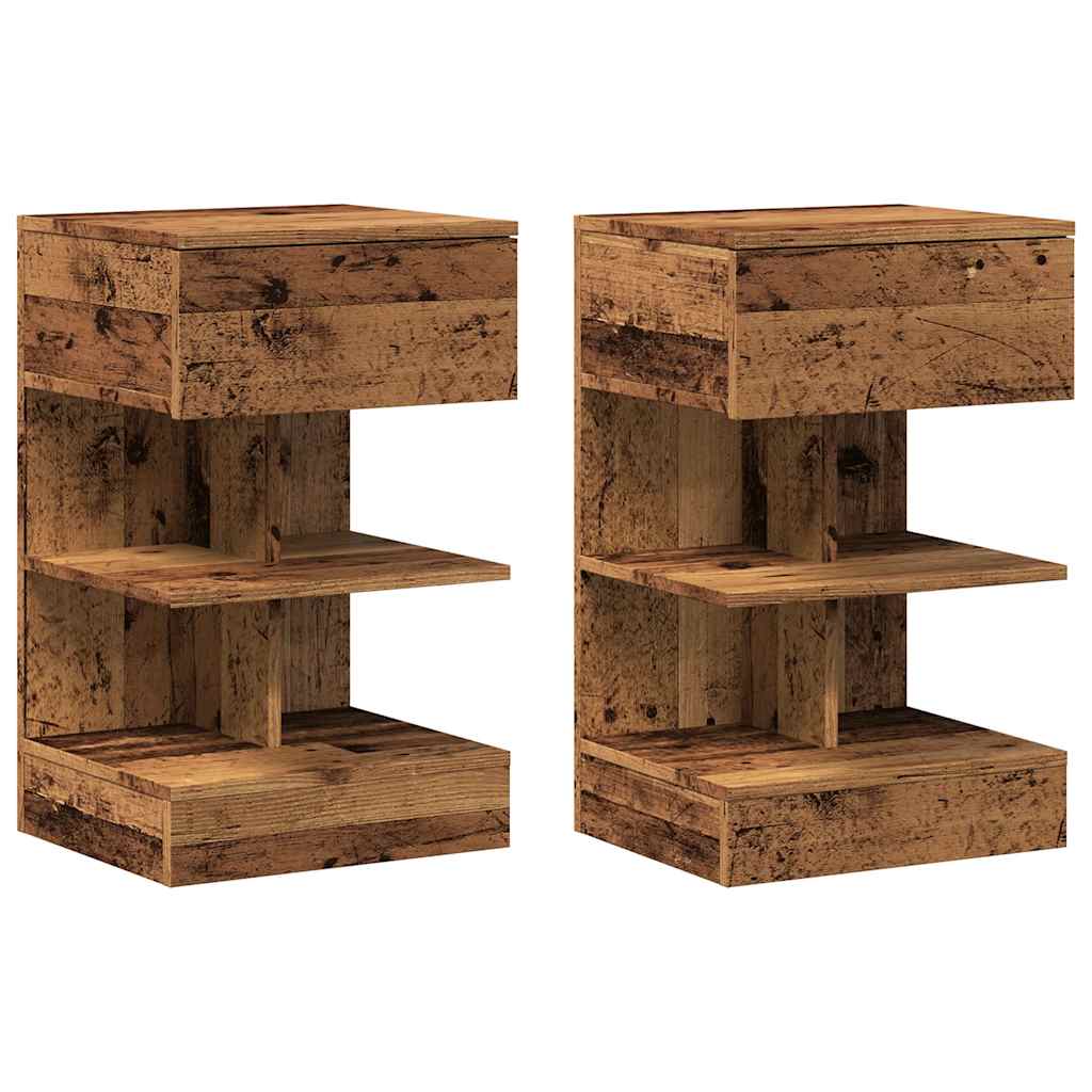 Noptiere, 2 buc., lemn vechi, 40x35x65 cm, lemn prelucrat GartenMobel Dekor