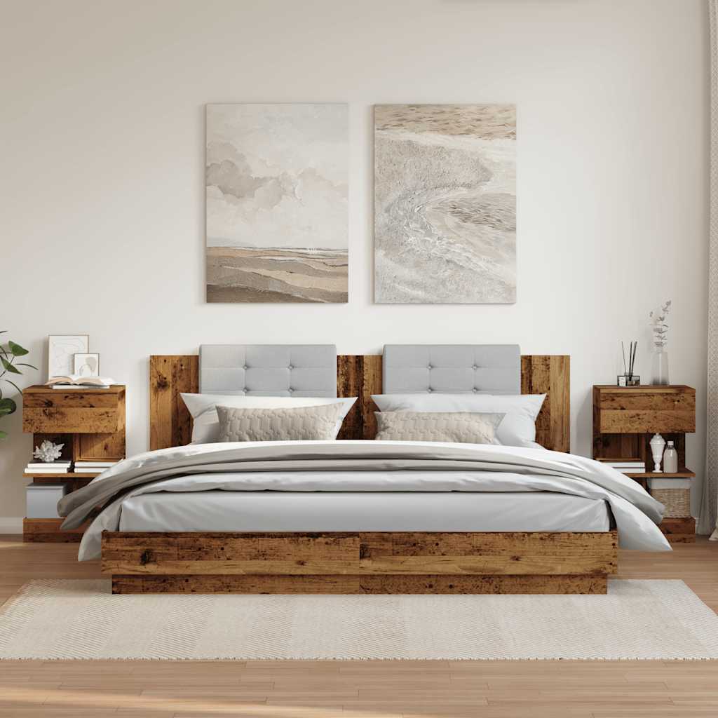Noptiere, 2 buc., lemn vechi, 40x35x65 cm, lemn prelucrat GartenMobel Dekor