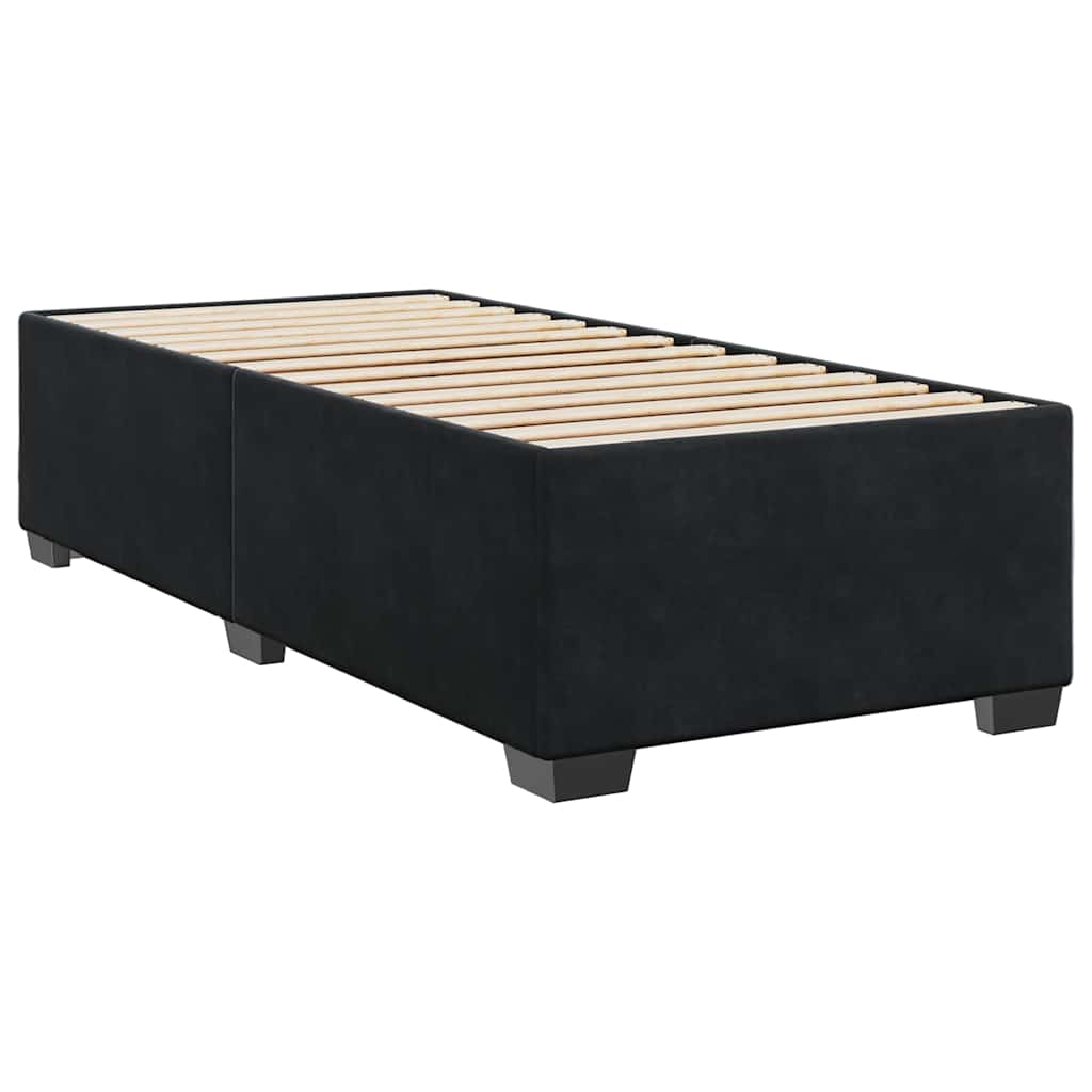 Pat box spring cu saltea, negru, 90x190 cm, catifea GartenMobel Dekor