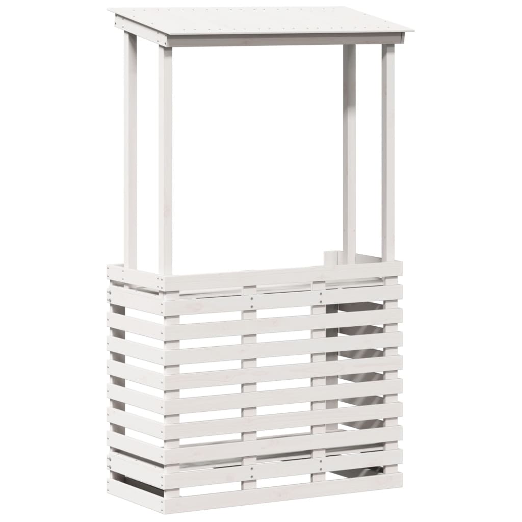 Masă bar de exterior cu acoperiș, alb, 112,5x57x195,5 cm, lemn GartenMobel Dekor